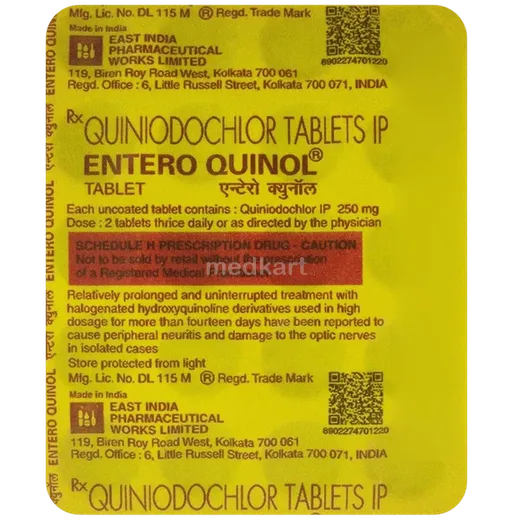 enteroquinol 250mg tablet 20's